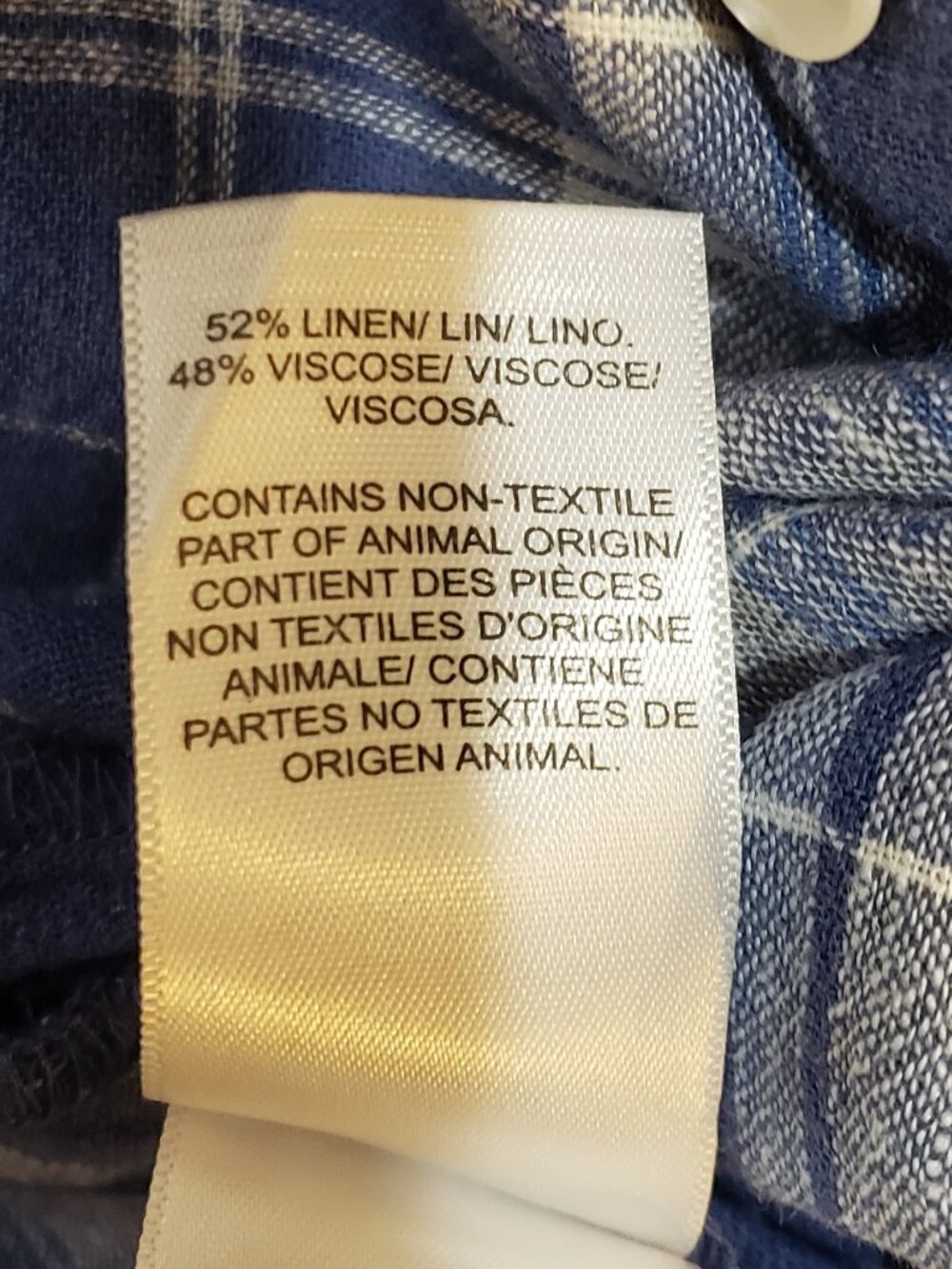 Lucky Brand Large Linen Blend Blue Plaid Shirt - Picture 4 of 7